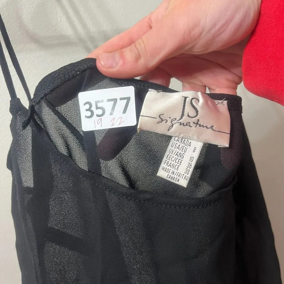 JS Signature Women Black Tank Top 8 Chiffon Pullover Sleeveless Sheer Shell Goth - Picture 2 of 6